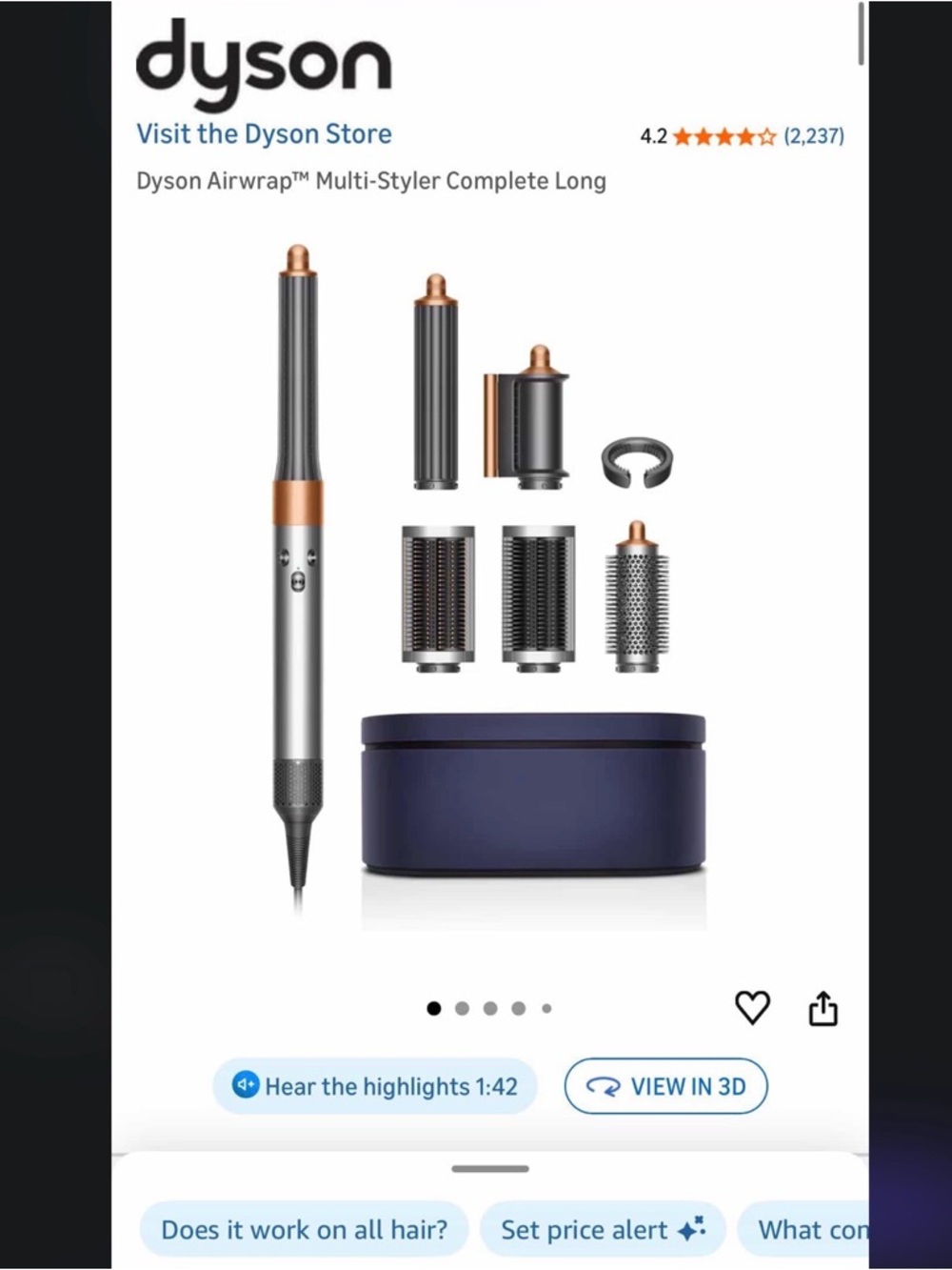 Dyson Multi-Styler Set in Silver and Copper with Navy Case